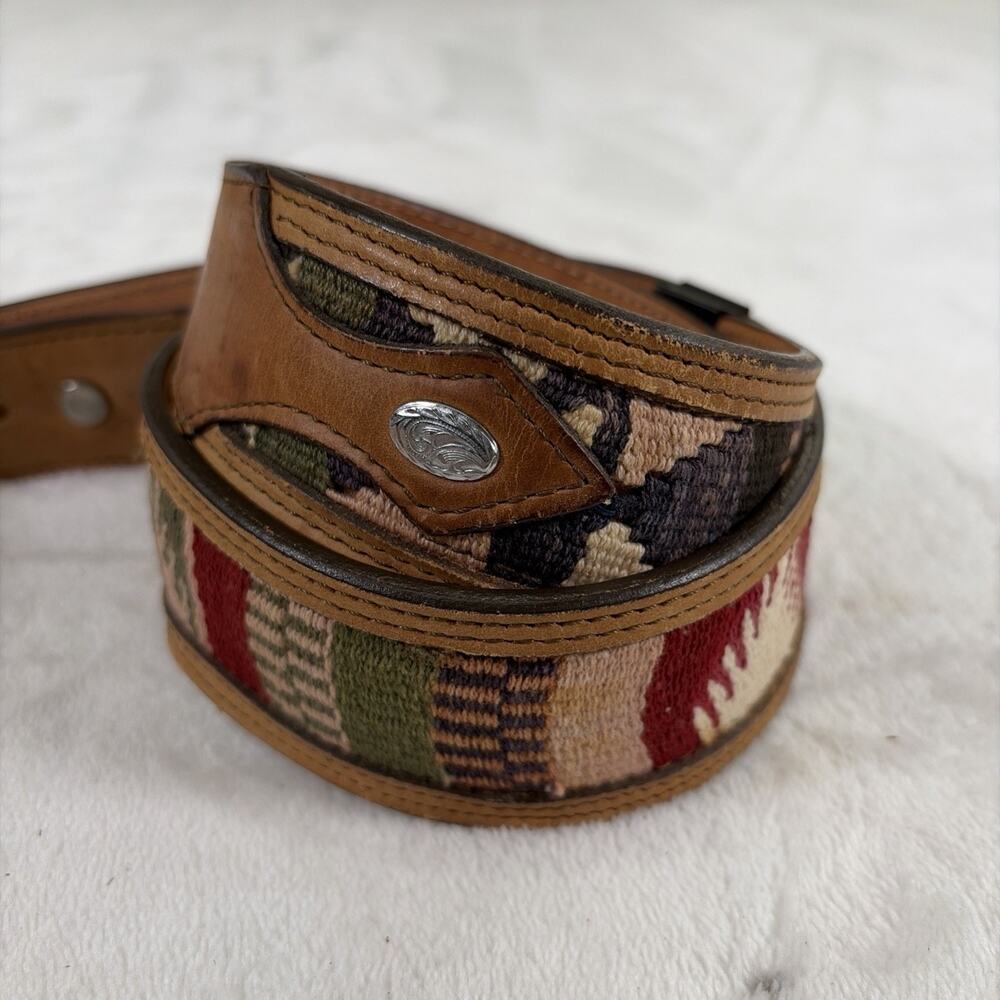 Circle Y Of Yoakum Belt Men's 32 Brown Multicolor Southwestern Leather Western